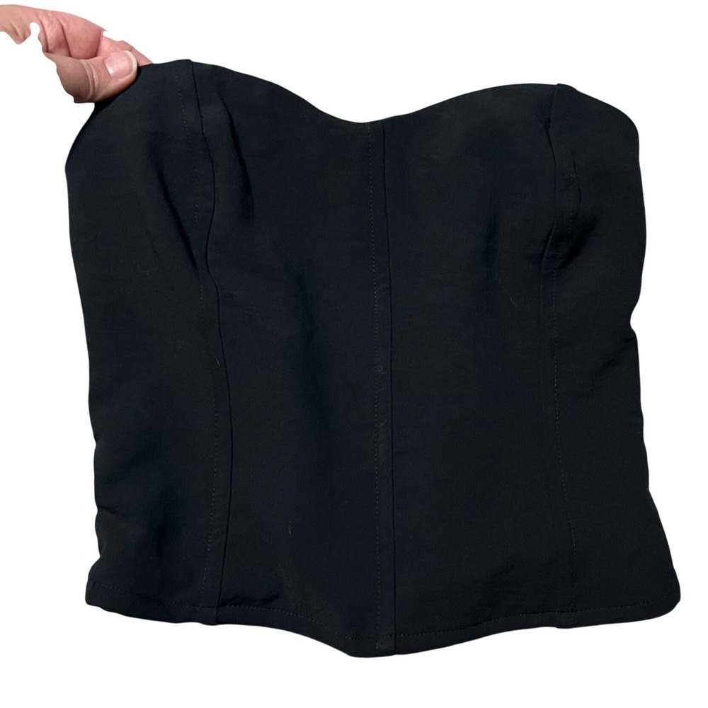 Abercrombie & Fitch Black Strapless Corset Top Smocked Back Sweetheart Small
